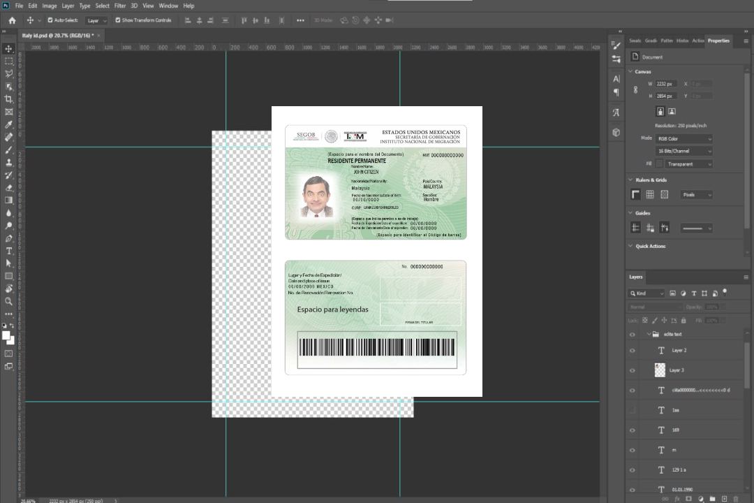 Carte verte mexicaine (permis de séjour) template